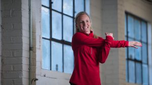 Shalane Flanagan Stretching
