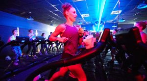 woman running on treadmill