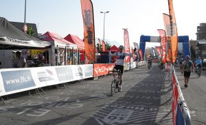 cycler celebrating after race