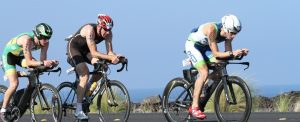 three focused cyclists during race