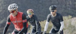 three athletes biking