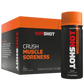 Box of Stop Muscle Soreness Shots and Bottle of HotShot view larger